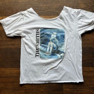 Women’s The Smiths T-Shirt White Logo NO SIZE UK 80s MOZ New Wave Gummo DISTRESS